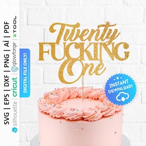 Twenty Fucking One Birthday Cake Topper Svg, 21st Party Decor : Digital Download - PD0303