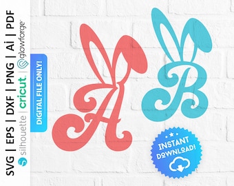 Ostermonogramm Alphabet Buchstaben zwar, Hasenohren Alphabet Clipart - PD0161