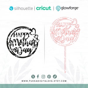 K&ouml;nnte beinhalten: Ein schwarz-wei&szlig;es Design eines Kreises mit dem Text "Happy Mother's Day" im Inneren. Das Design ist von einem Doppelkreis umgeben. Es gibt drei kleine Herzen im Design. Das Design ist auf wei&szlig;em Hintergrund.