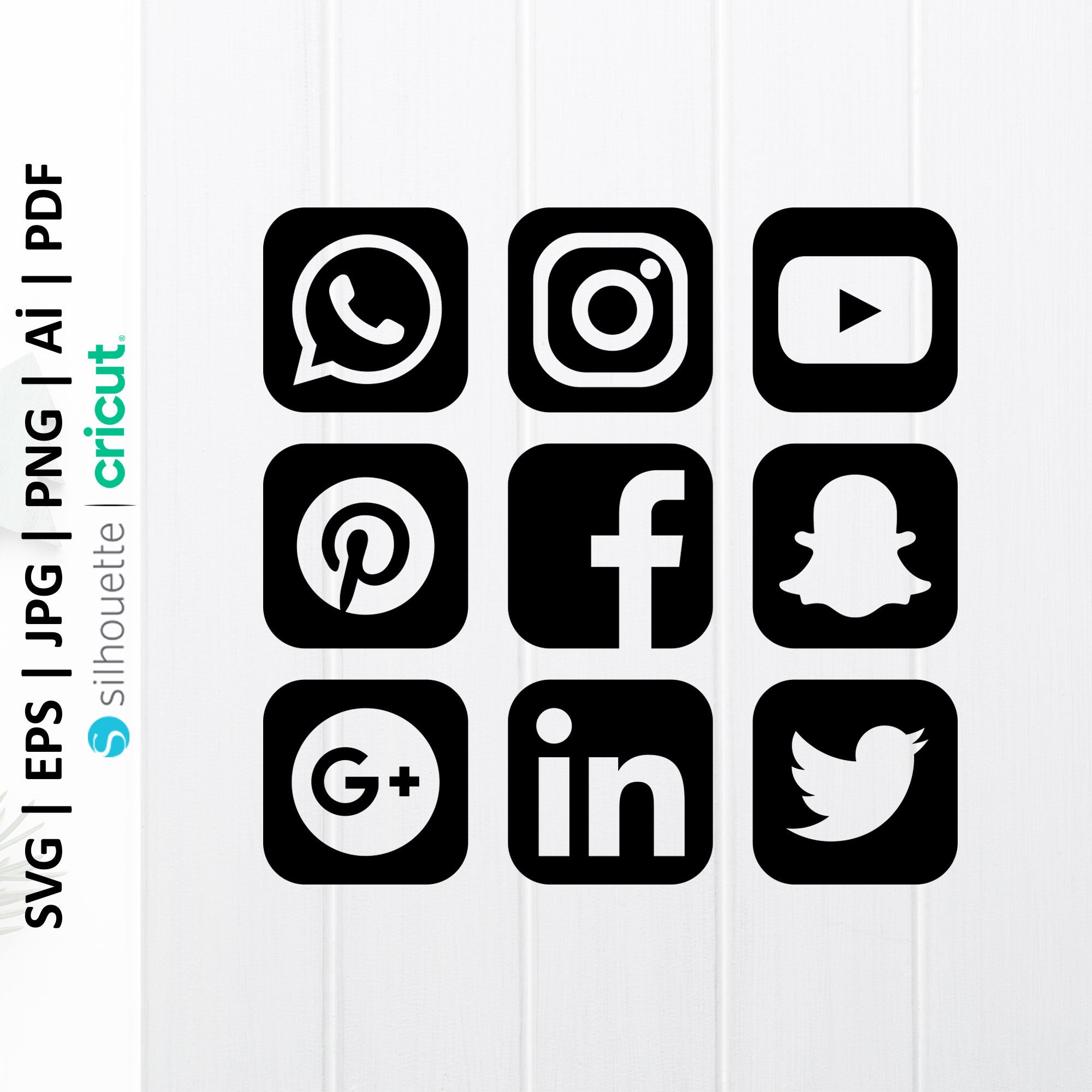 social media logo black and white png