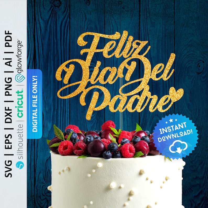 Feliz Dia del Padre Cake Topper Svg, Spanish Happy Father's Day Svg, Spanish Cake Topper, Dad Cake Topper Svg, Dad Cupcake Topper - PD0264 image 1