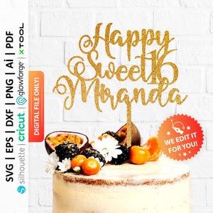 Glückliche Sweet 16 personalisierte Cake Topper svg, Sweet Sixteen: Digitaler Download - PD0022 Bild 6