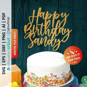 Happy Birthday Cake Topper svg, Tortenstecker personalisiert, Cake Topper personalisiert, Tortenstecker Geburtstag, Tortendekoration Geburtstag - PD0335