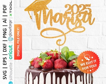 Personalized Graduation Cap Svg, Grad 2025 Cake Topper Svg, Graduation 2025 Svg, Grad 2025 Svg, Senior Class Svg, Class of 2025 Png - PD0274