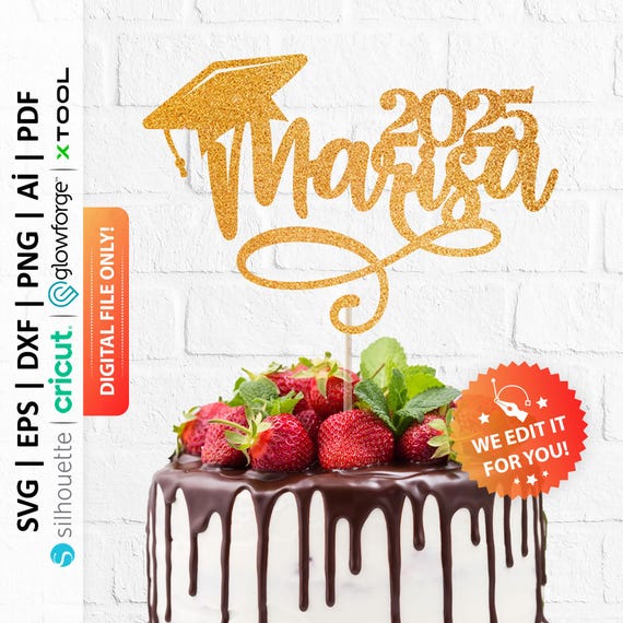 Personalized Graduation Cap Svg, Grad 2025 Cake Topper Svg, Graduation 2025 Svg, Grad 2025 Svg, Senior Class Svg, Class of 2025 Png - PD0274