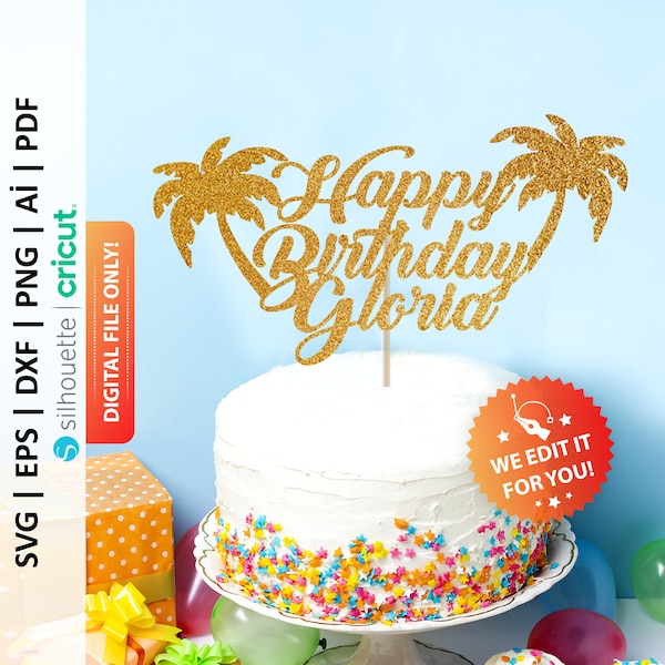 Custom Palm Tree Cake Topper Etsy