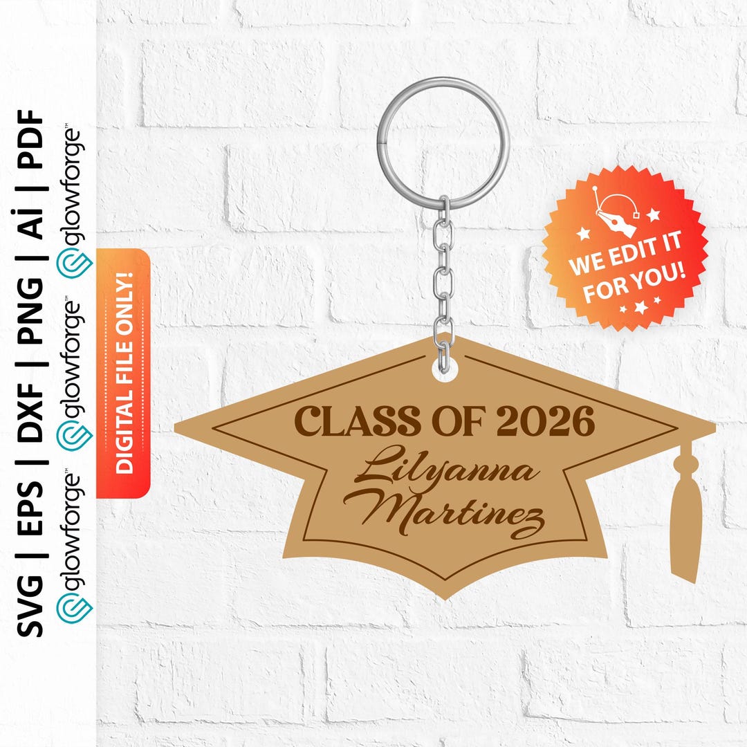Personalized Graduation Cap Keychain Svg, Custom Name Class of 2026 ...