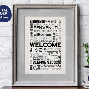 Poster di benvenuto in diverse lingue - Nero - Grafica da stampare