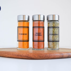 Etichette eleganti per le spezie - Adesivi quadrati personalizzabili - Resistenti ad acqua e olio - Organizzazione cucina