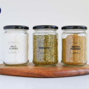 Frame Spice Clear Labels - Customizable Square Stickers - Water & oil resistant - Kitchen Organization