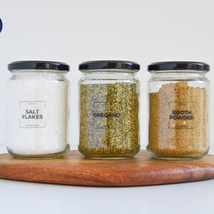 Etichette trasparenti per spezie stile "cornice" - Adesivi quadrati personalizzabili - Resistenti ad acqua e olio - Organizzazione cucina