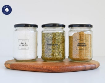 Frame Spice Clear Labels - Customizable Square Stickers - Water & oil resistant - Kitchen Organization
