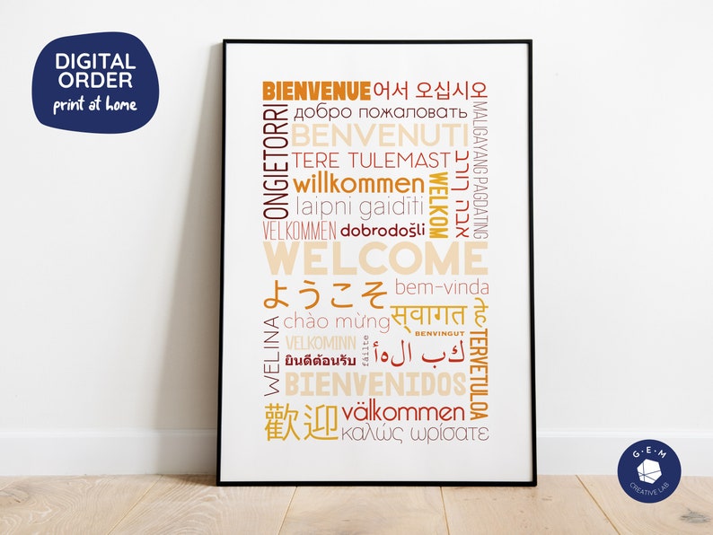 in Different Languages Printable Poster Red Etsy