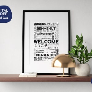 Welcome in Different Languages Printable Poster - Black - Digital ...
