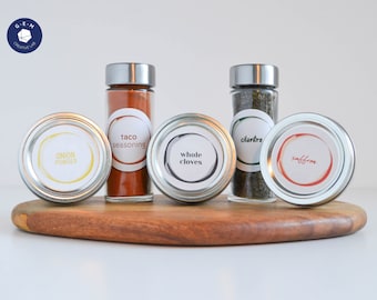 Watercolor Spice Labels - Customizable Round Stickers - Kitchen Organization