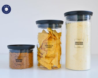 Frame Pantry Clear Labels - Customizable Square Stickers - Water & oil resistant - Kitchen Organization