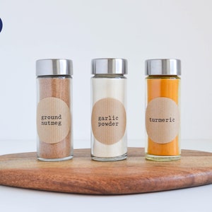 Etichette kraft per le spezie - Etichette rotonde personalizzabili - Organizzazione della cucina