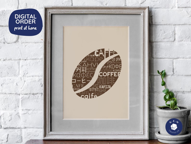 Coffee in Different Languages Printable Poster Light Etsy Hong Kong