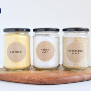 Etichette kraft per la dispensa - Etichette rotonde personalizzabili - Organizzazione della cucina