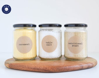 Kraft Pantry Labels - Customizable Round Stickers - Kitchen Organization