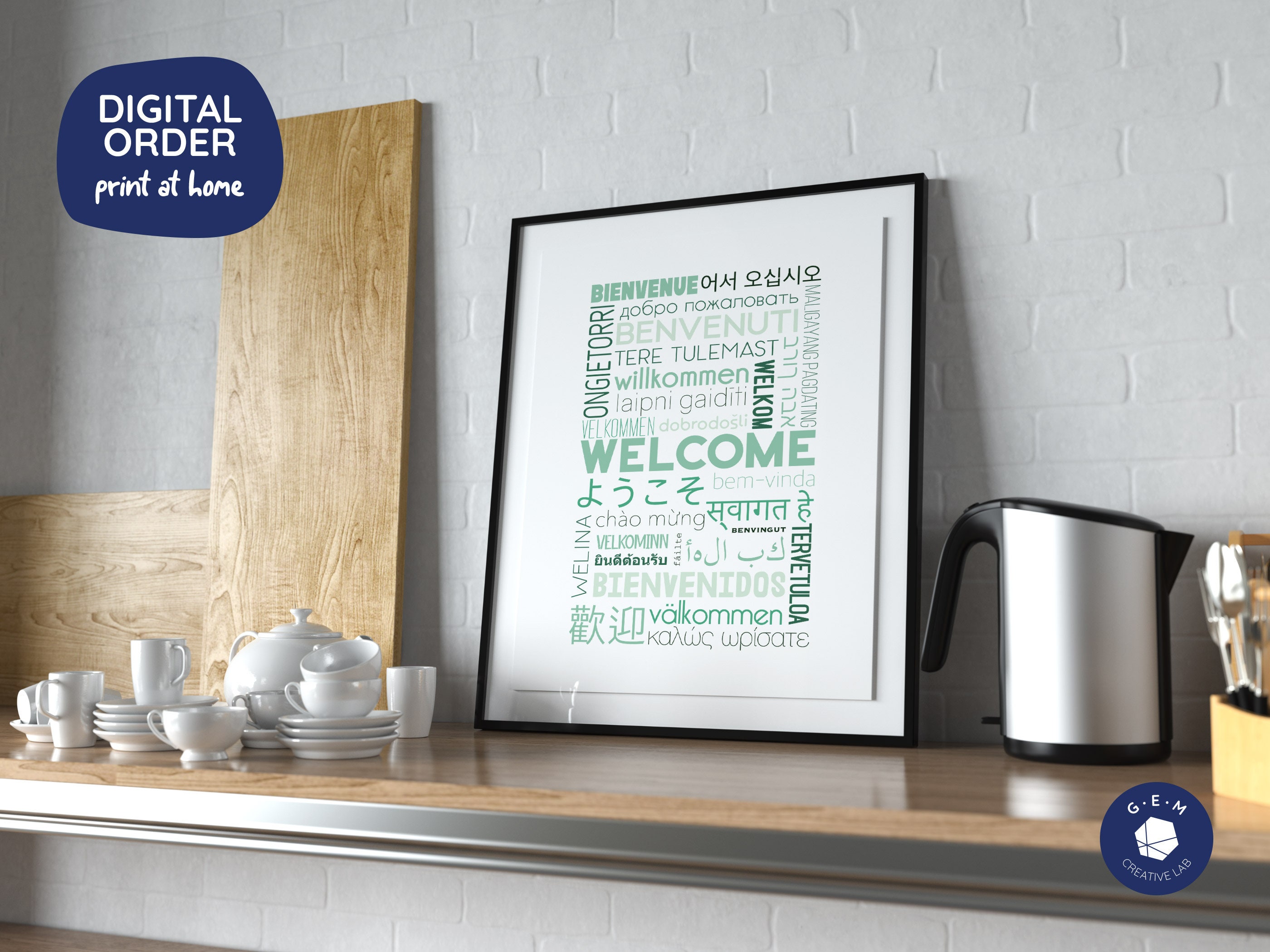 Welcome in Different Languages Printable Poster Green | Etsy