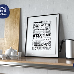 Welcome in Different Languages Printable Poster - Black - Digital ...