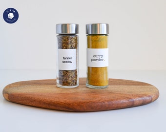 Minimal Spice Labels - Customizable Stickers - Water & oil resistant - Kitchen Organization