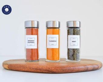 Frame Spice Labels - Customizable Square Stickers - Water & oil resistant - Kitchen Organization