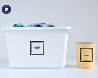 Elegant House Labels - Customizable Square Stickers - Water & oil resistant - Kitchen Organization