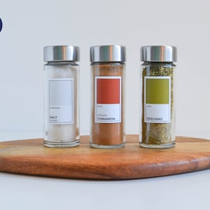 Etichette per le spezie in stile Pantone - Etichette rettangolari personalizzabili - Organizzazione della cucina