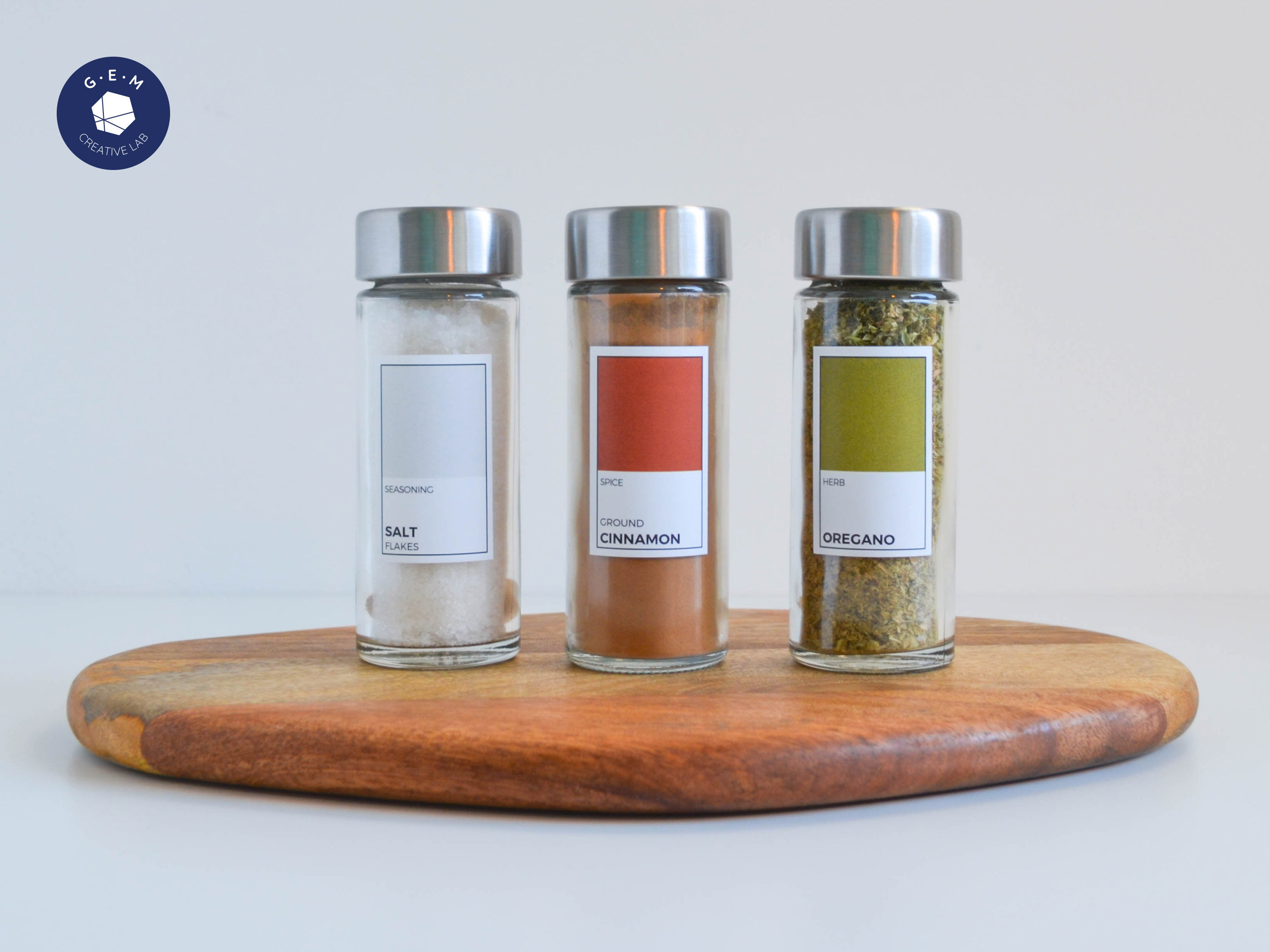 Etiquetas de especias Pantone: pegatinas rectangulares personalizables: organización de la cocina