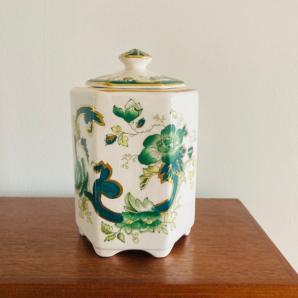 Mason’s ironstone Chartreuse tea caddy