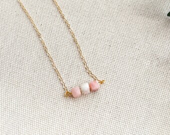 18" Dainty Opal Necklace, 14K Gold Filled Chain with Opal, Pink Opal Necklace, Real Opal Necklace, Raw Opal Necklace, 14K Gold Opal Necklace