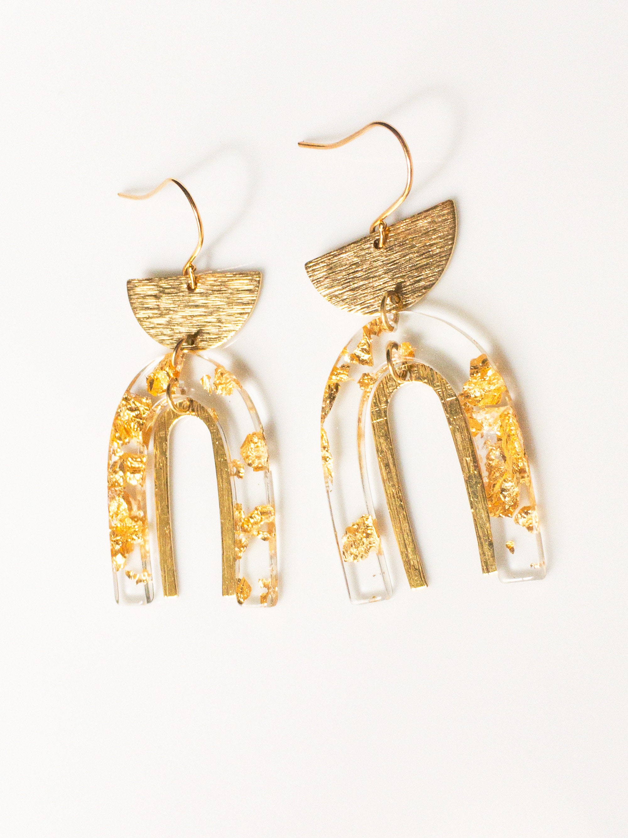 Gold Foil Earrings Modern Bridal Earrings Etsy