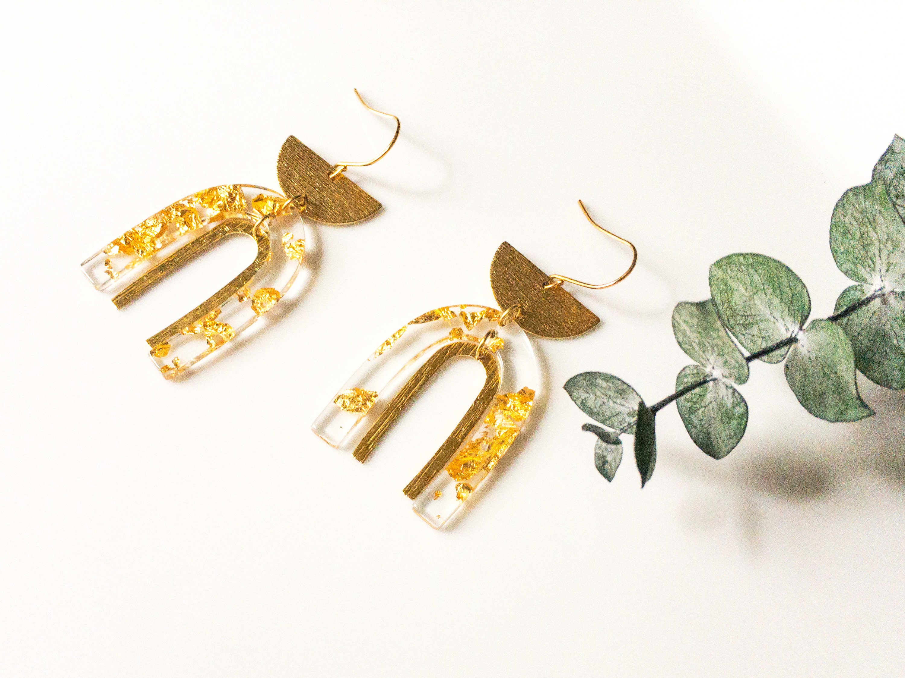 Gold Foil Earrings Modern Bridal Earrings Etsy