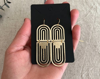 Art Deco Chandelier Earrings, Geo Arch Dandles, Art Deco Earrings, Mobile Earrings, Architectural Earrings, Brass Earrings Geometric Jewelry