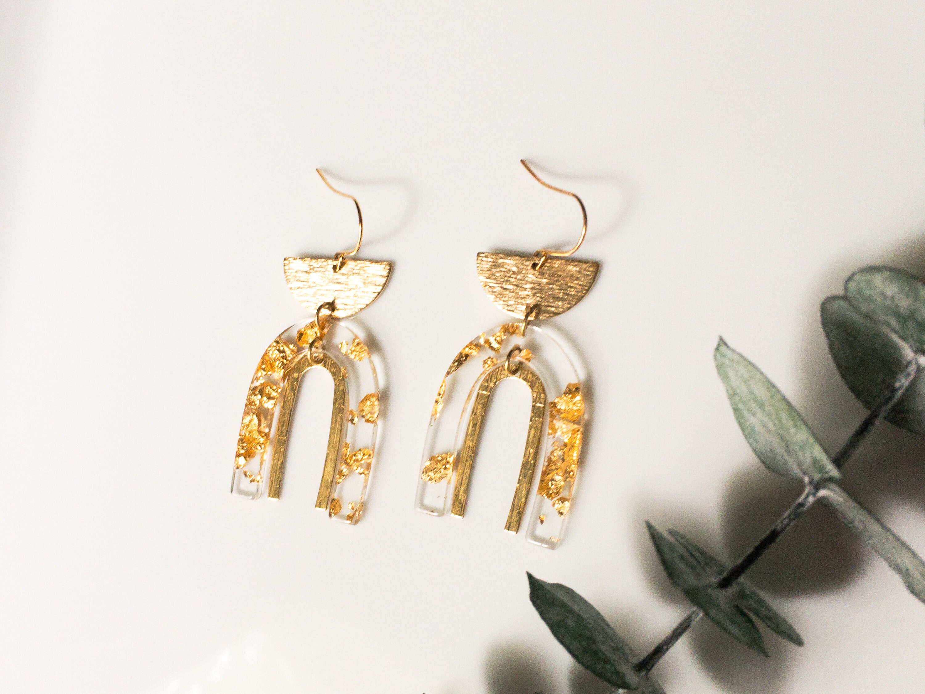 Gold Foil Earrings Modern Bridal Earrings Etsy