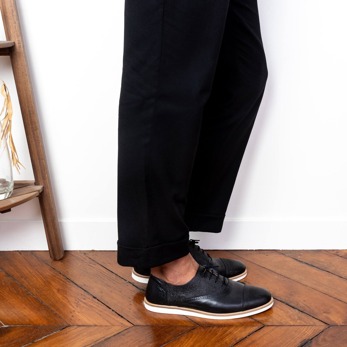 Men Swing Dance Shoes in Black Leather Etsy