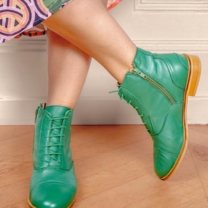 Mama Green - Bottines Vertes en Cuir