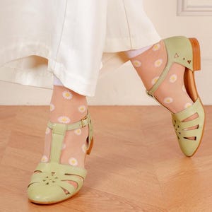 Angela - Sandales Vert Clair Cuir