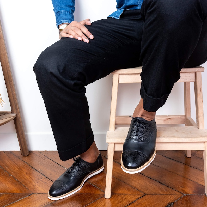 Men Swing Dance Shoes in Black Leather Etsy