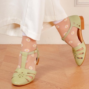 Angela - Sandaletten Vert Clair Cuir