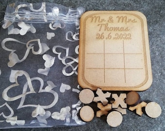 Personalised naughts and crosses wedding table games party favours,unique gifts, table decorations