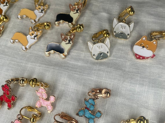 Dog clip on earrings sale