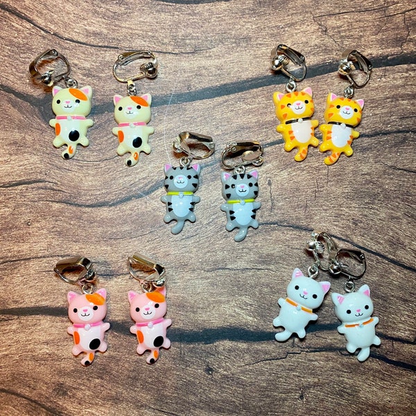 Cat Earrings for kids, stocking stuffers for kids. Kitten Earrings for kids, cat clip ons, Cat jewelry gifts, jewelry gifts  toddlers