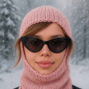 Modelo de Balaclava de Tricô | Modelo de Capuz de Tricô Aconchegante para o Inverno imagem 3