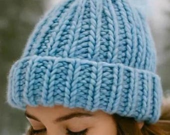Modelo de gorro simples e grosso | Design de inverno com fio grosso | Tutorial em PDF