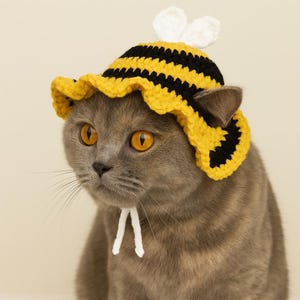 Crochet Bee Cat Hat Pattern: With Ear Holes (PDF Pattern)