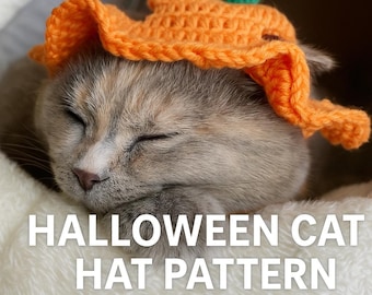 Crochet Pumpkin Hat Pattern | PDF Digital Download | Cat Costume DIY | Halloween Craft