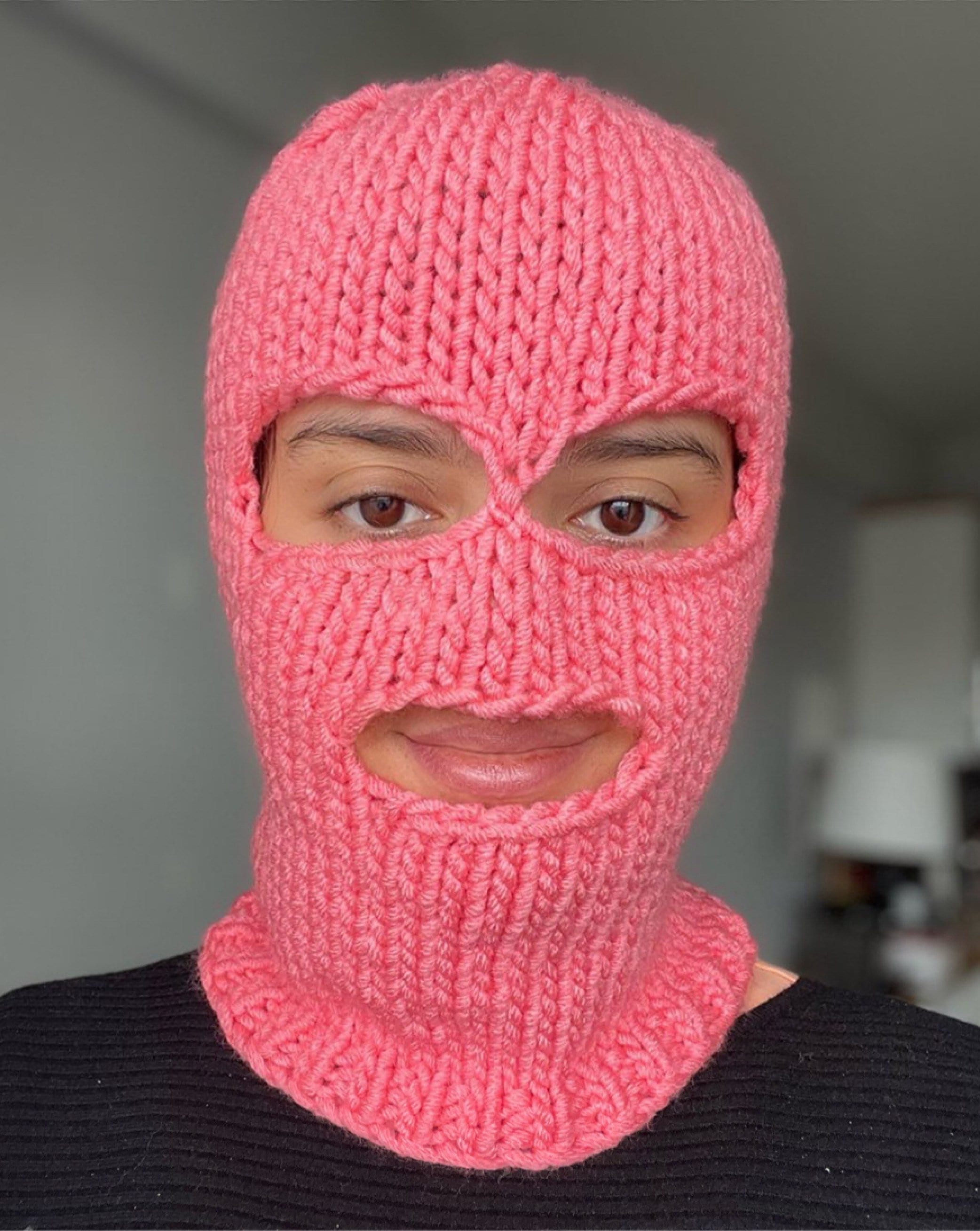 Passamontagna rosa, maschera da sci a 3 buche, passamontagna a maglia,  maschera completa invernale, berretto da snowboard streetwear -  Italia